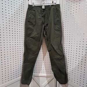 GAP Essential Jogger Pants Khaki Olive Green Drawstring Waist Size S